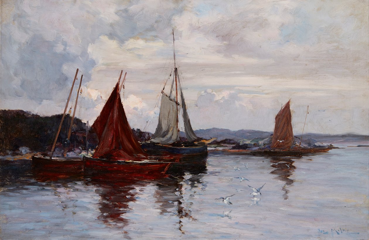 Fishing Boats in Harbour by Joseph Milne