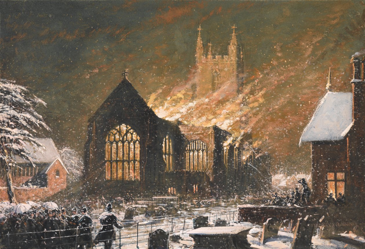Croydon Church on Fire, January 5th by Joseph Nash