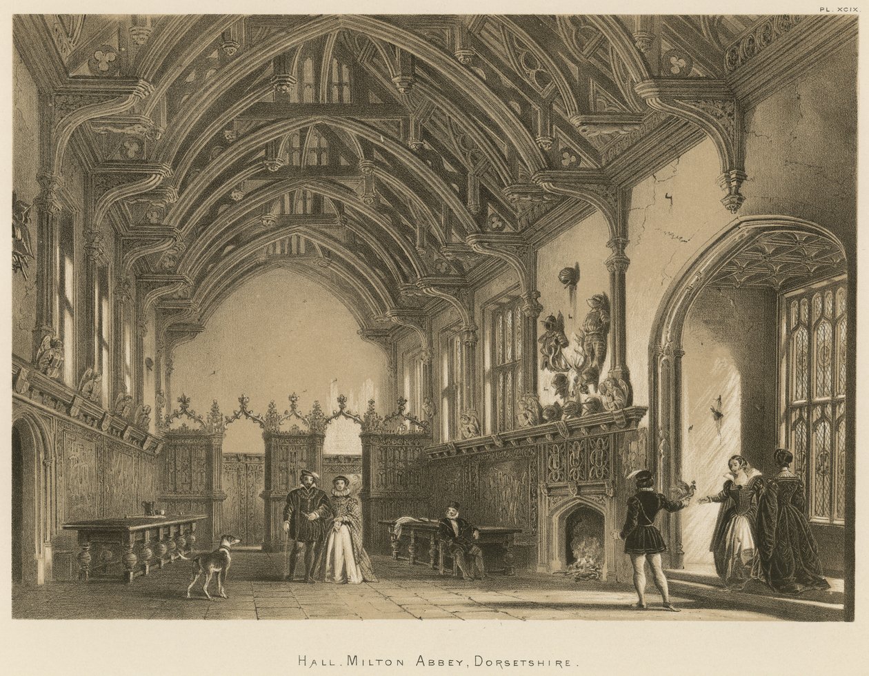 Hall, Milton Abbey, Dorsetshire by Joseph Nash