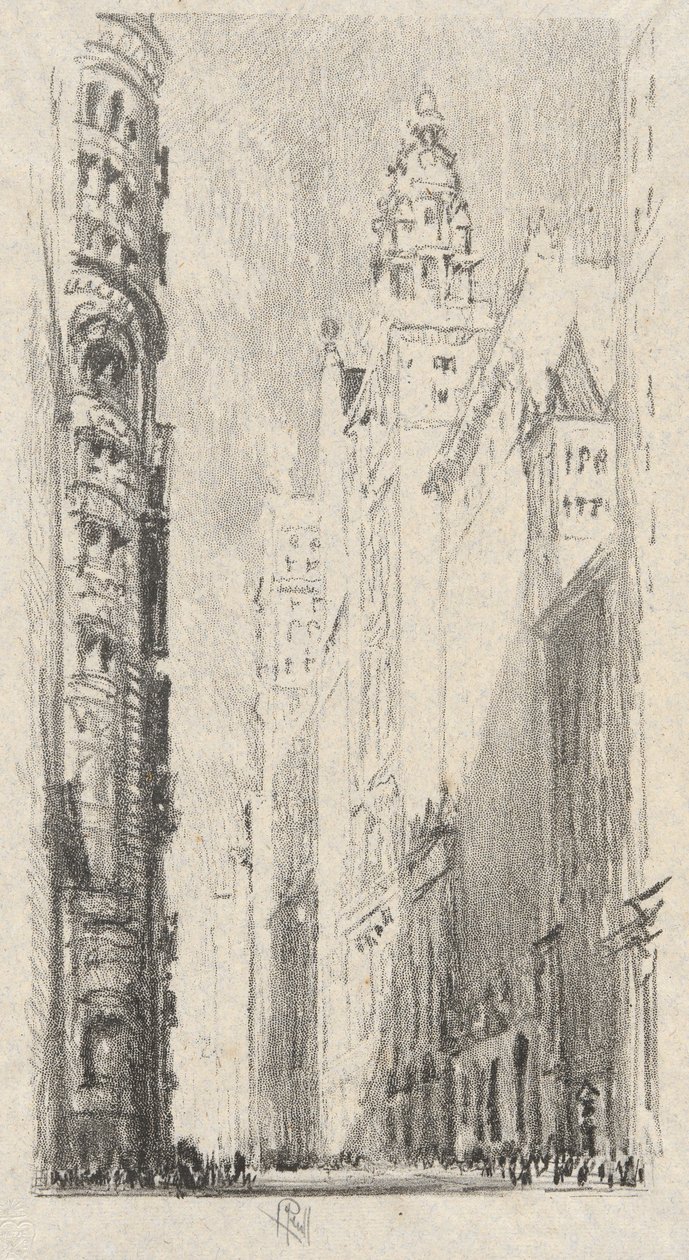 Broadway Towers by Joseph Pennell