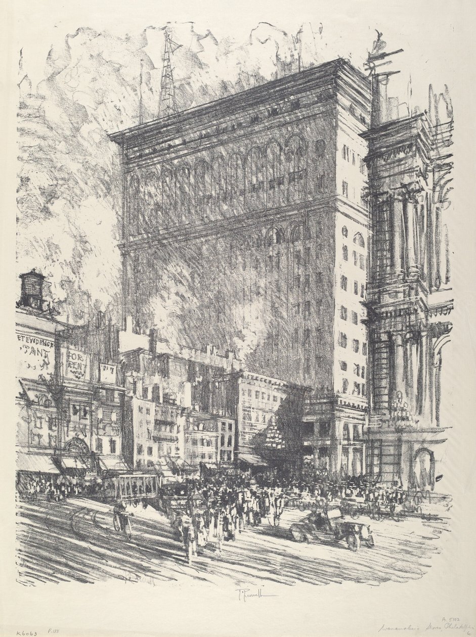 City Hall Square and Wanamaker Building by Joseph Pennell