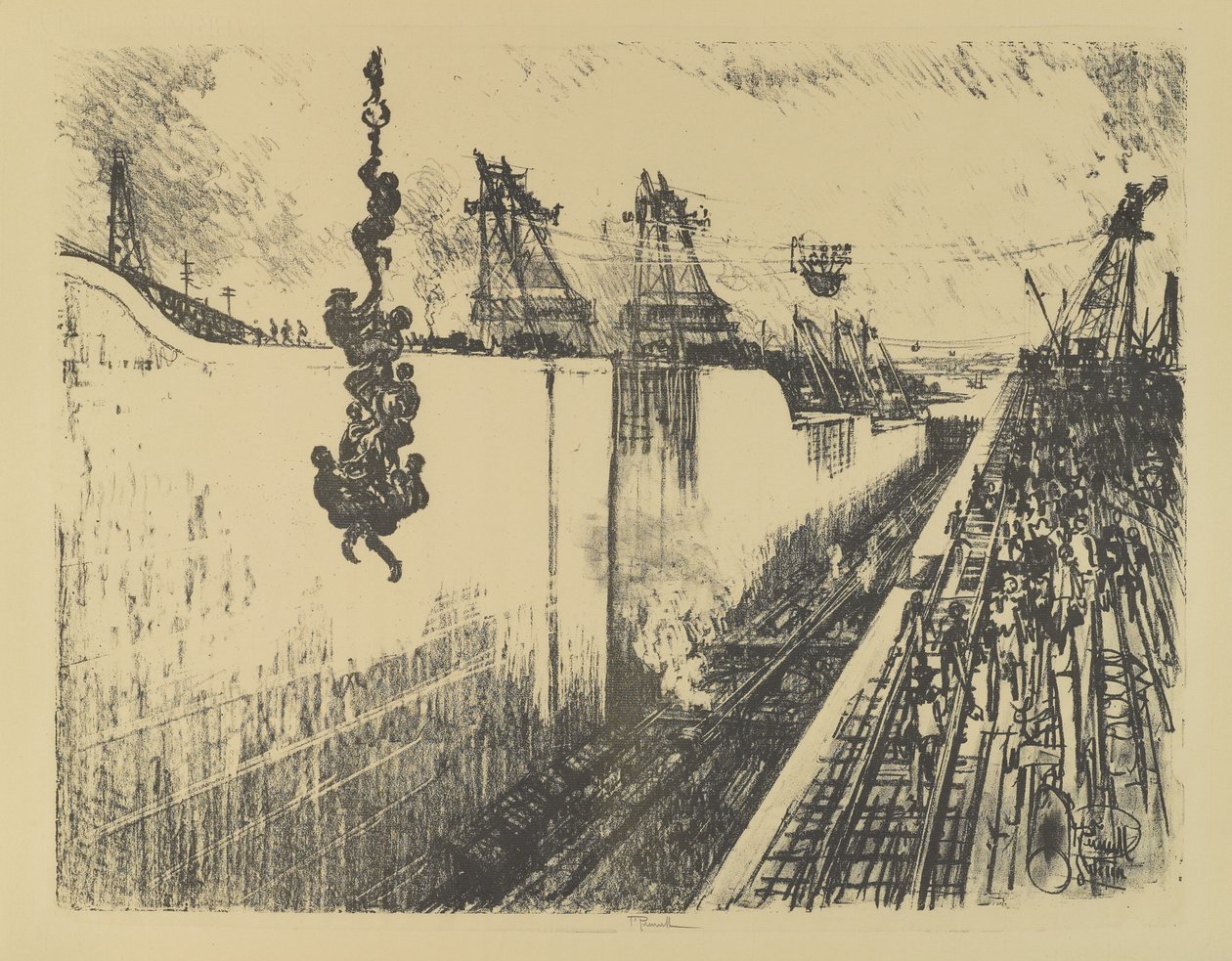 Dinner Time, Gatun Lock by Joseph Pennell