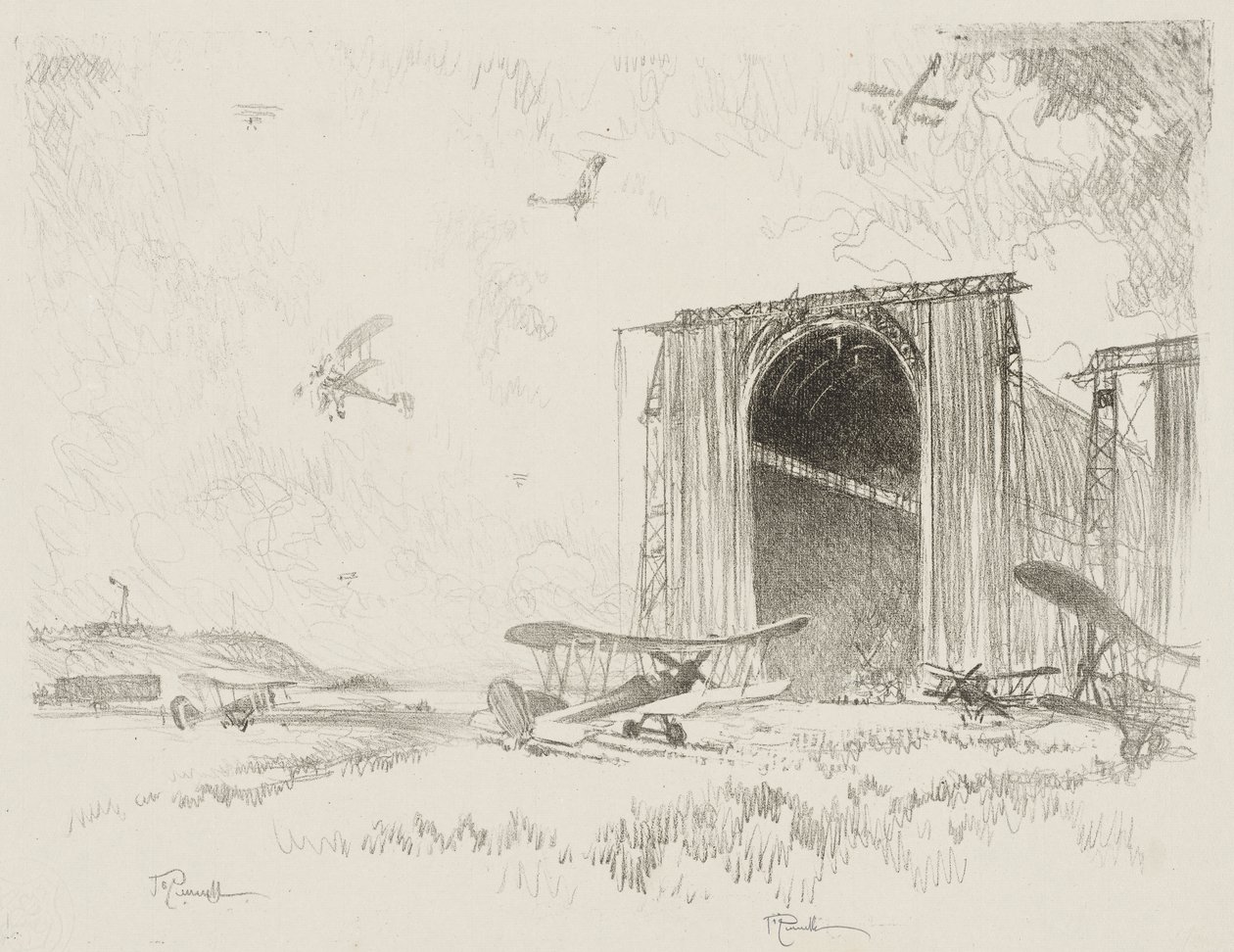 English War Work: The Balloon-Shed by Joseph Pennell