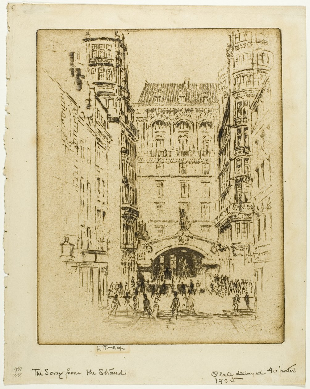 Entrance to the Savoy Hotel by Joseph Pennell