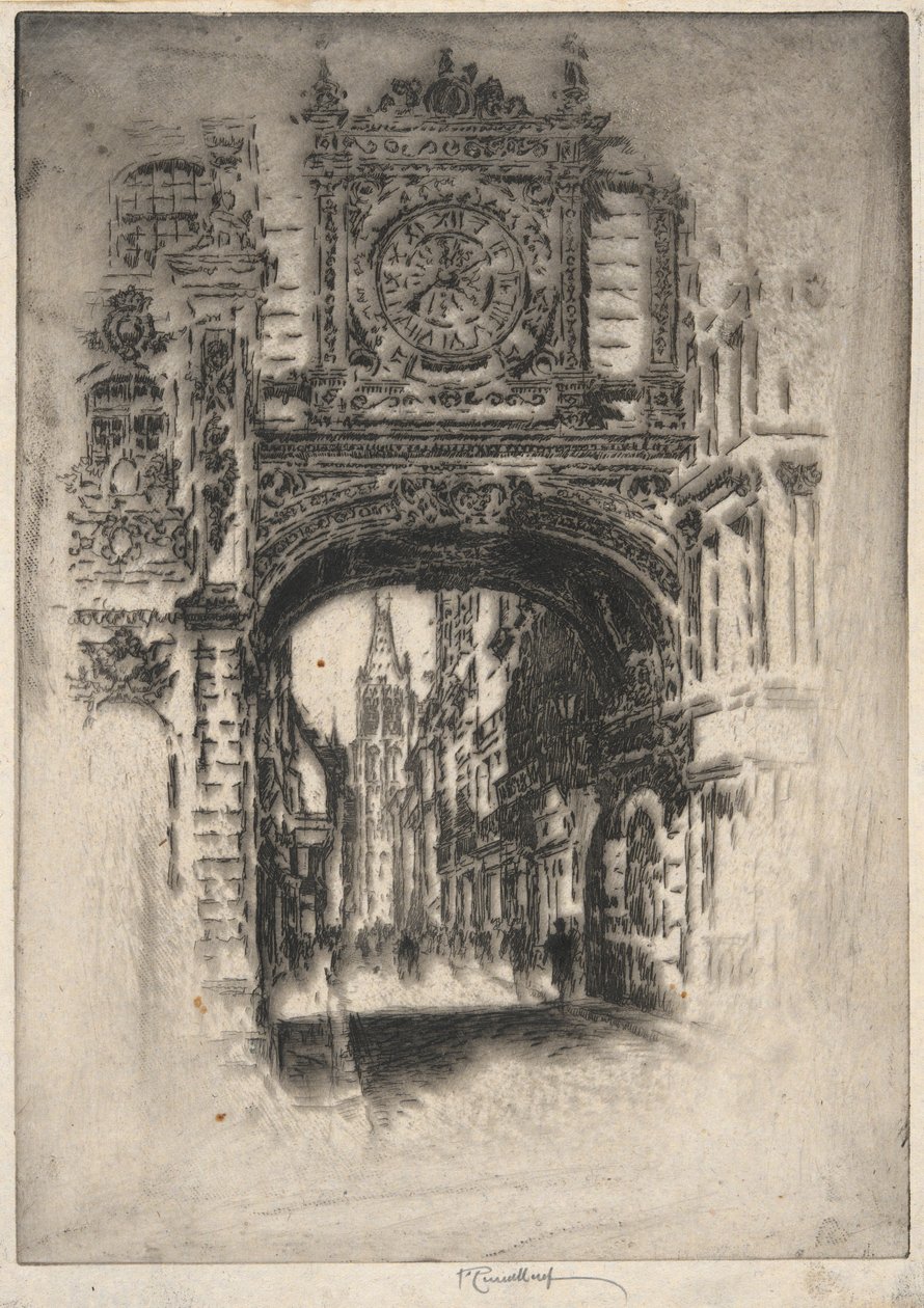 Great Clock; Rouen by Joseph Pennell