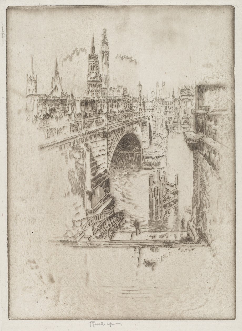 London Bridge Stairs by Joseph Pennell