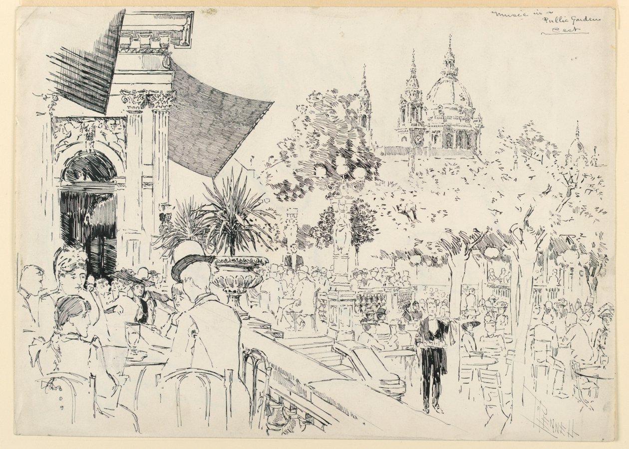 Music in a Public Garden by Joseph Pennell
