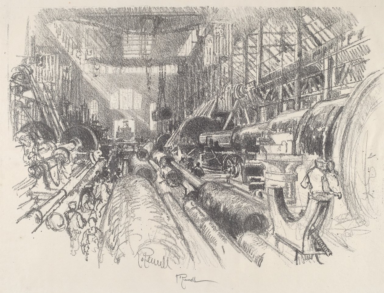 The Biggest Lathe in the World by Joseph Pennell