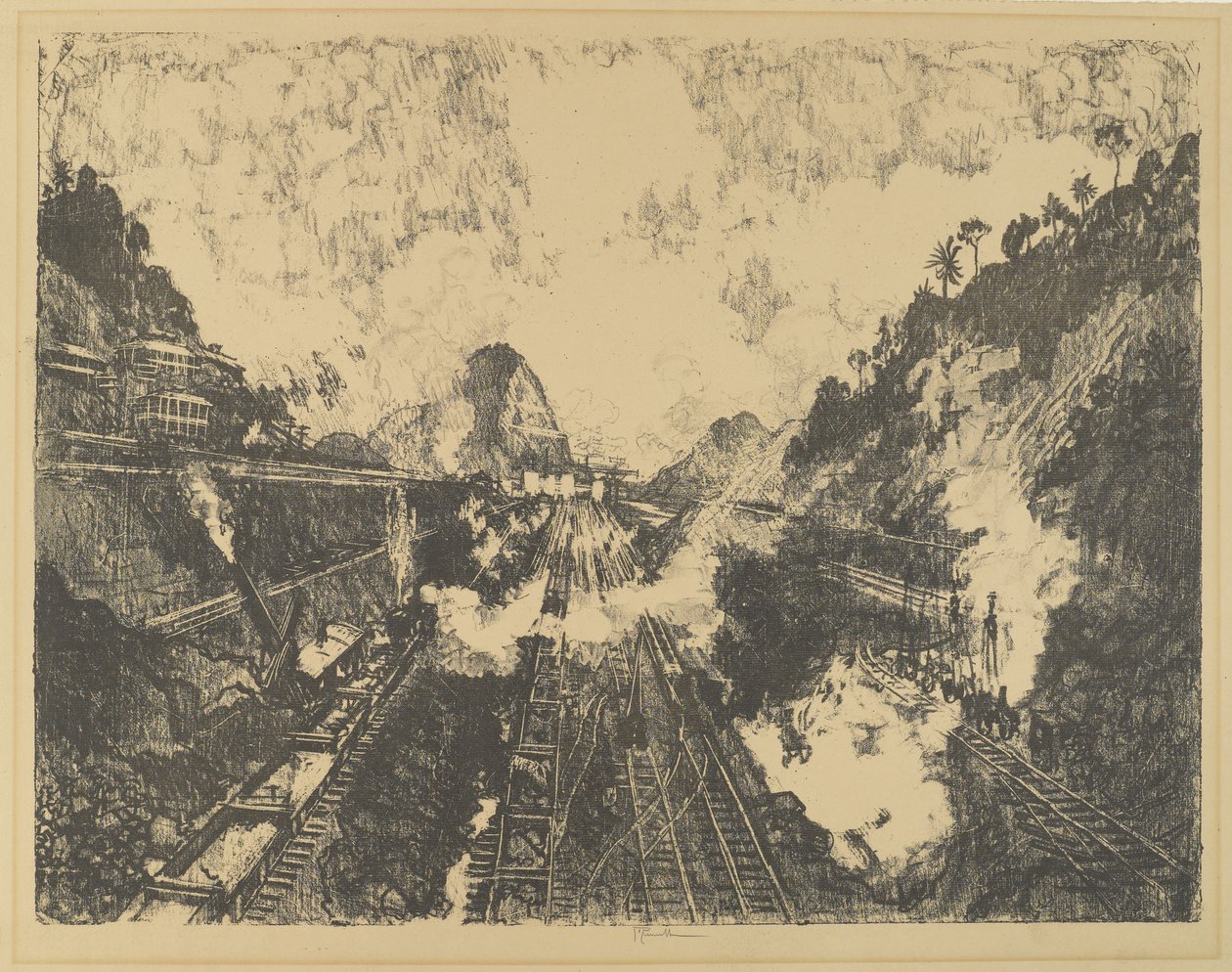 The Cut. Looking Toward Ancon Hill by Joseph Pennell