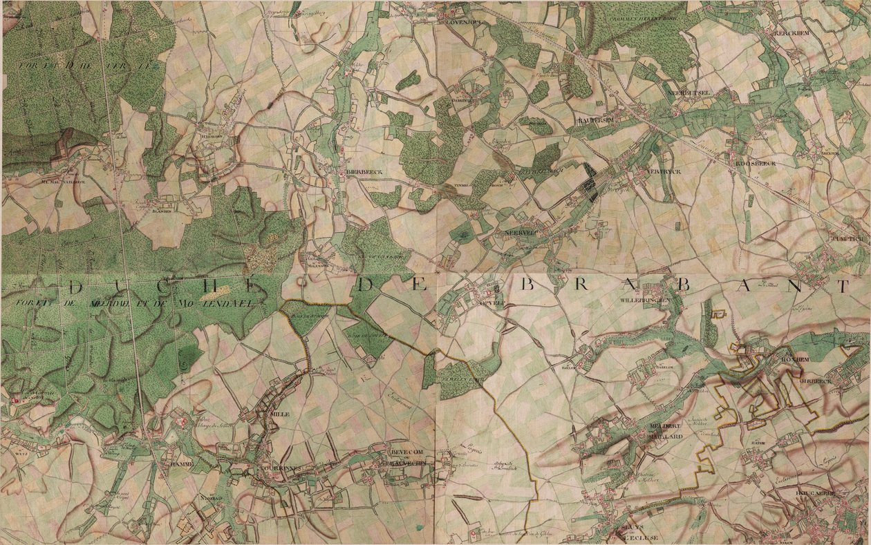 Map of Hougaerde - Hoegaarden by Joseph de Ferraris
