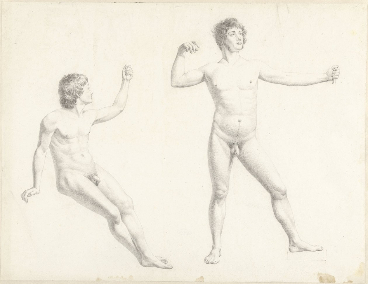 Two Male Nude Studies by Josephus Augustus Knip