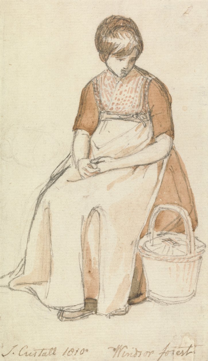 Seated Girl with a Basket by Joshua Cristall