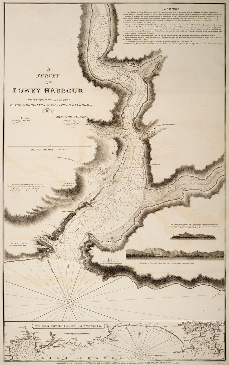 A survey of Fowey Harbour by Joshua Thomas Austen