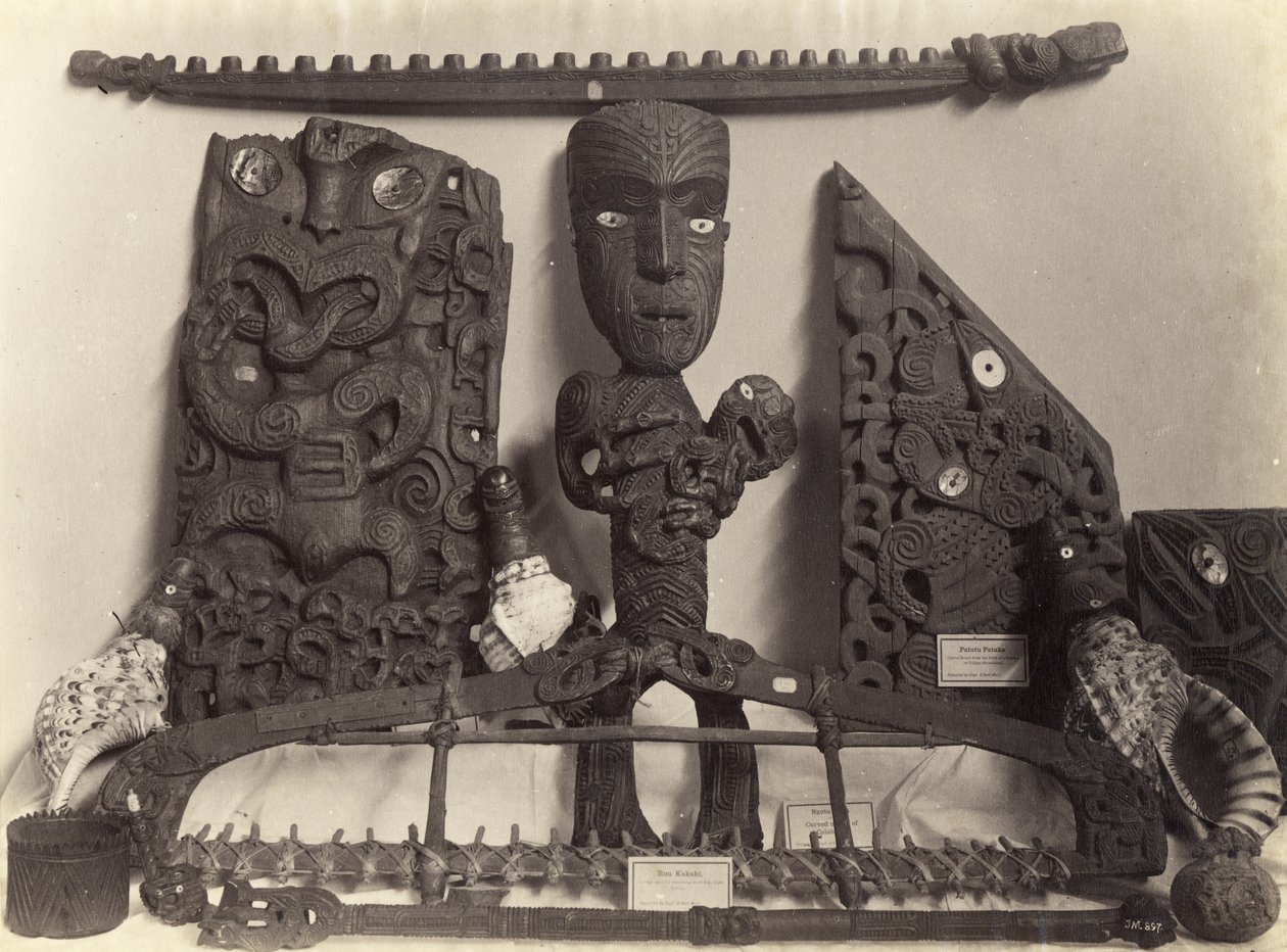 Artefacts in the Auckland Museum, c.1890 by Josiah Martin