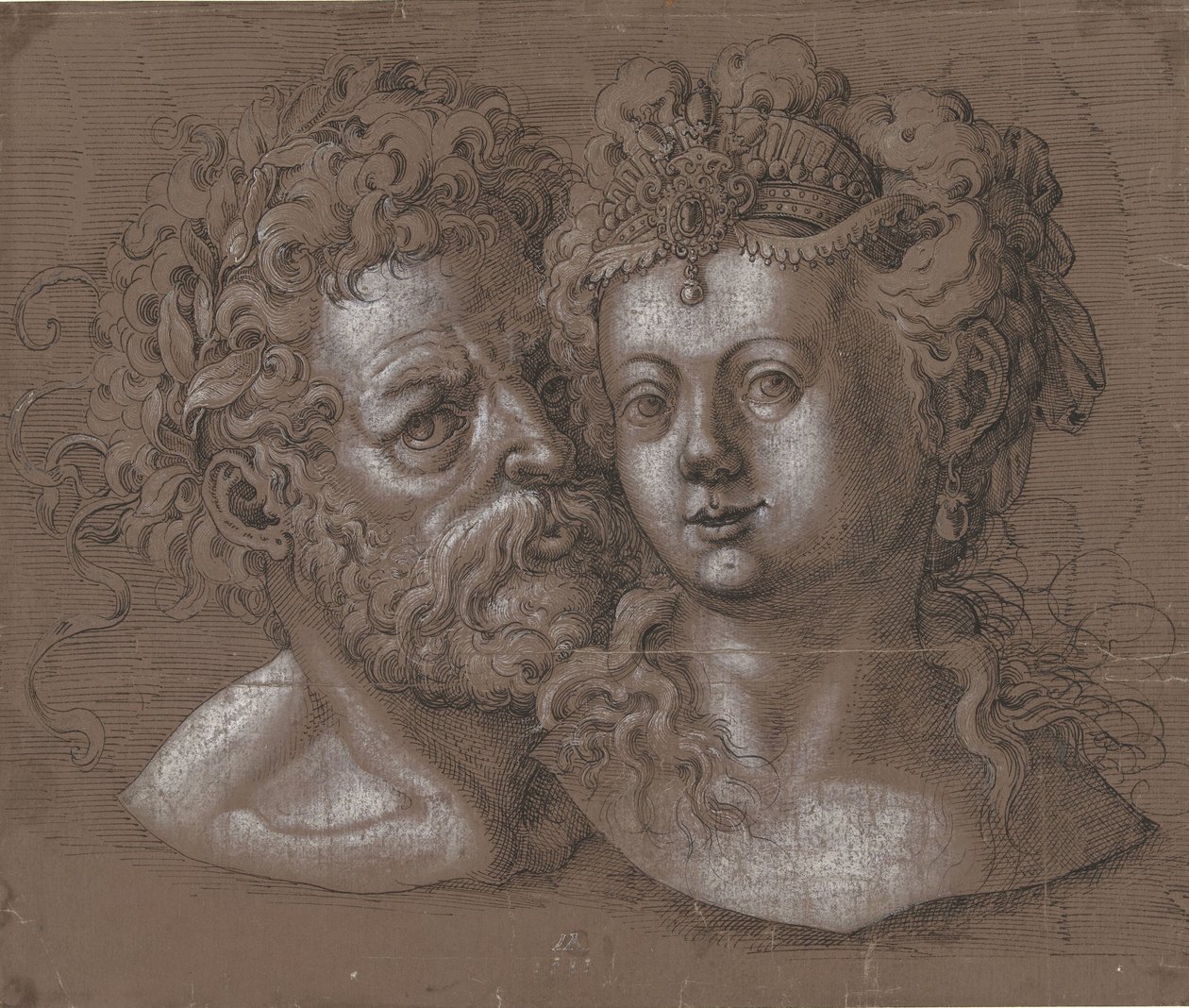 Heads of a Man and a Woman by Jost Amman