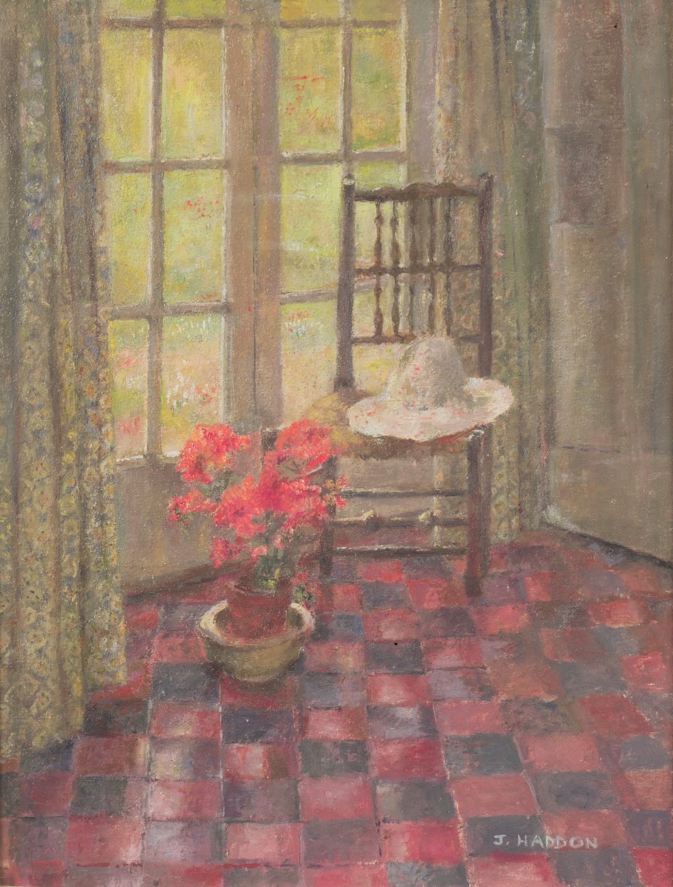 Interior with geranium by Joyce Haddon
