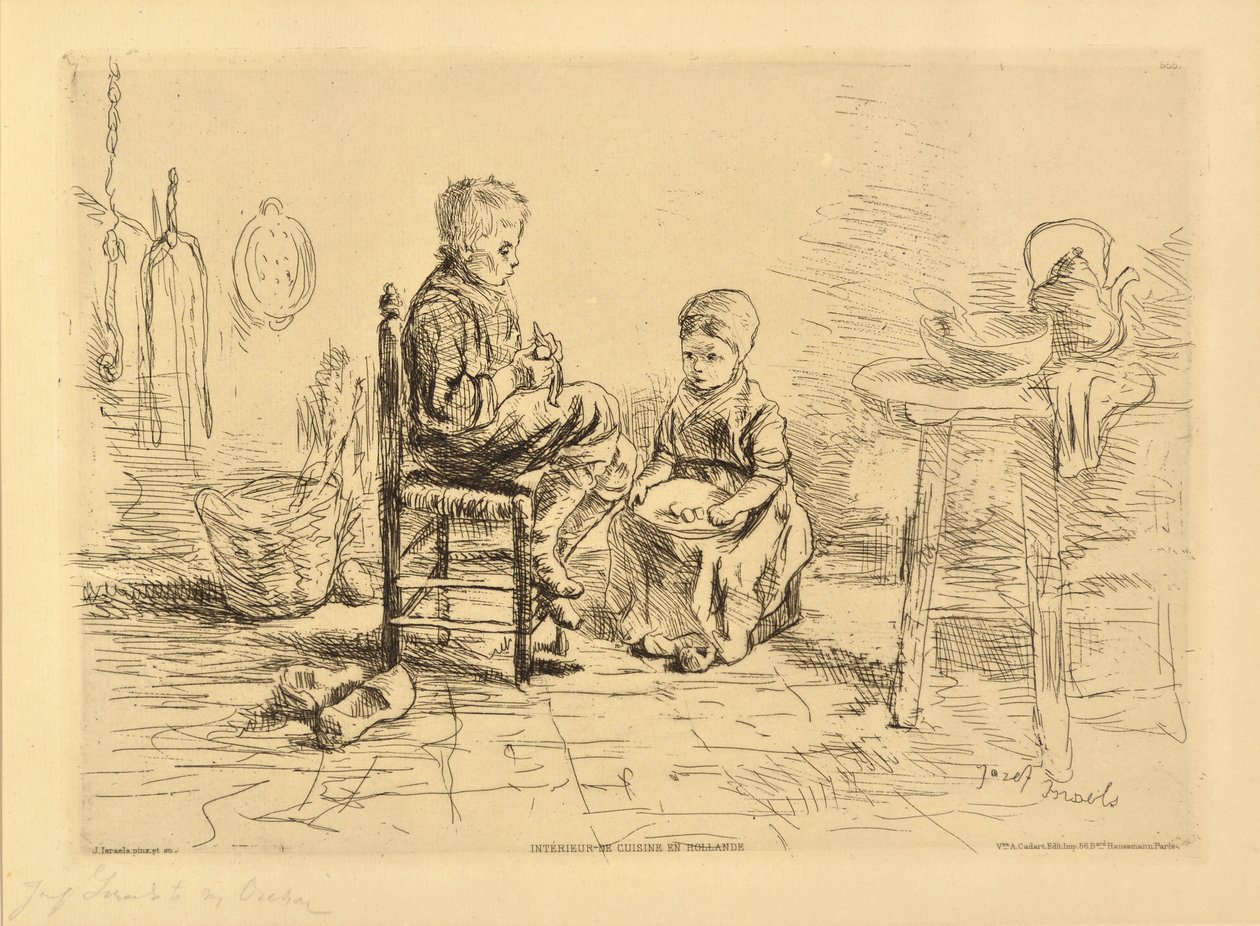 Peeling Potatoes by Jozef  Israels