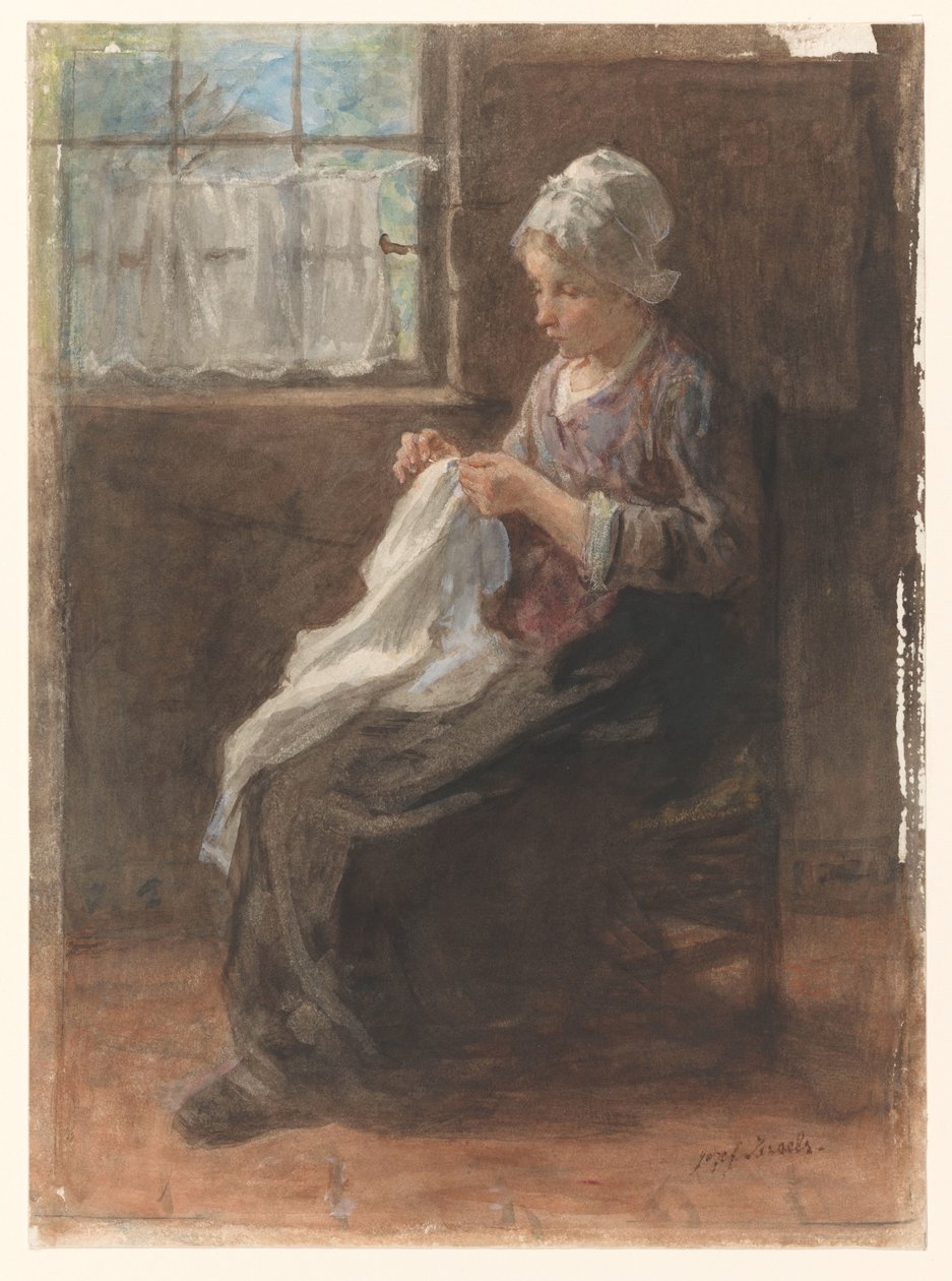 The Little Seamstress by Jozef Israëls (signed by artist)
