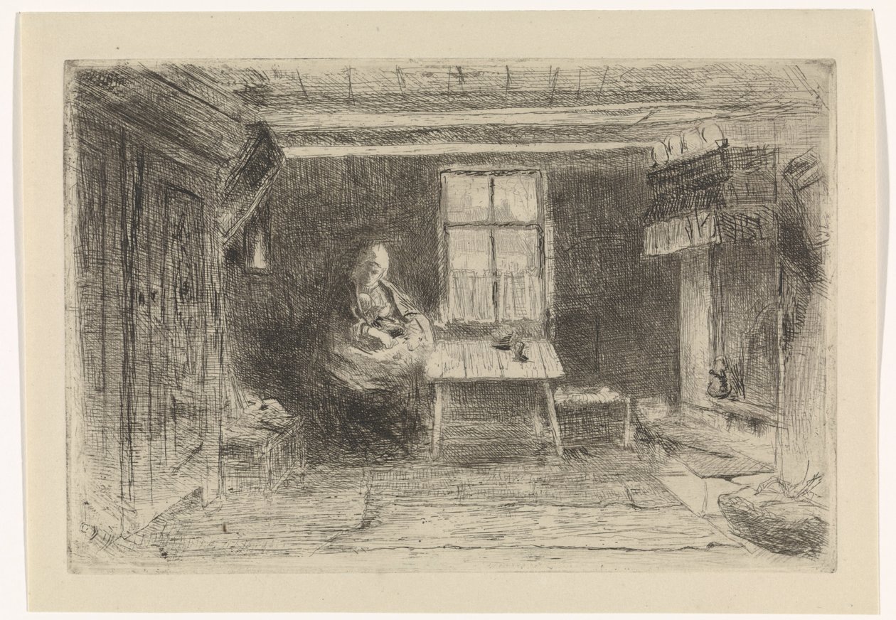 Interior with Mother and Child by Jozef Israëls
