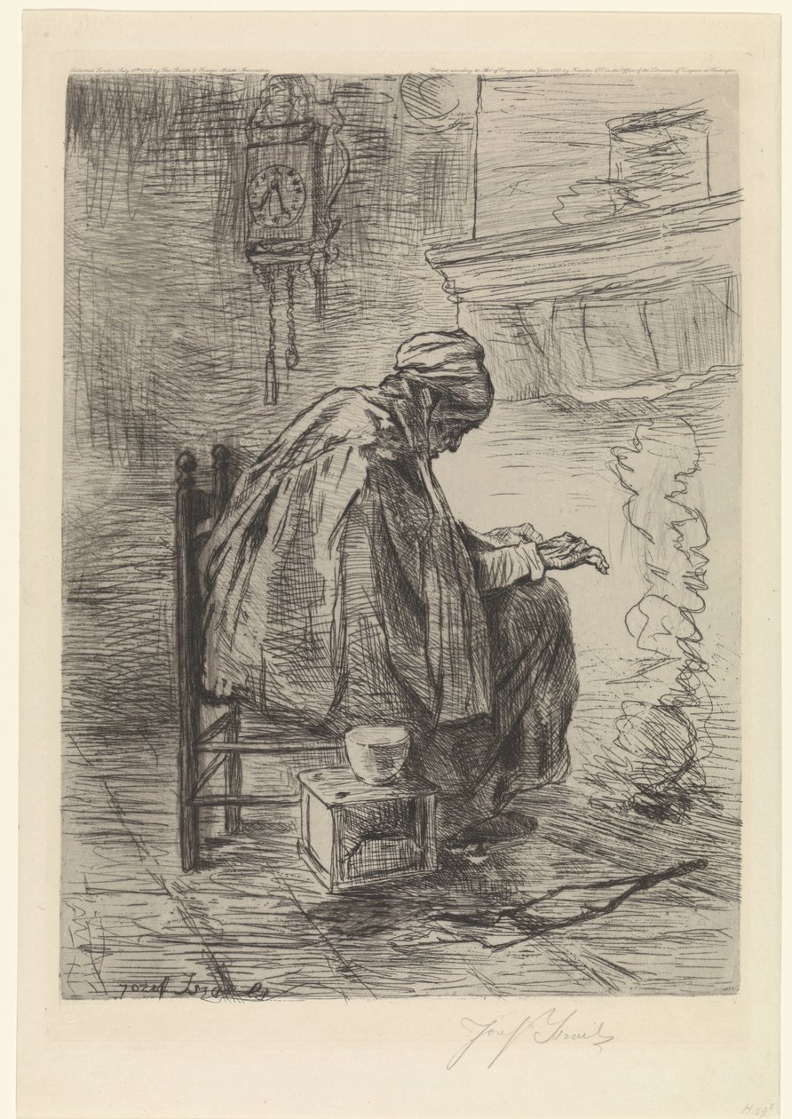 Old Woman by the Hearth by Jozef Israëls