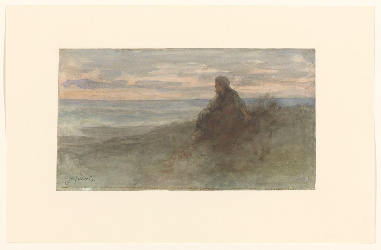 Sitting Woman on a Dune by the Sea by Jozef Israëls