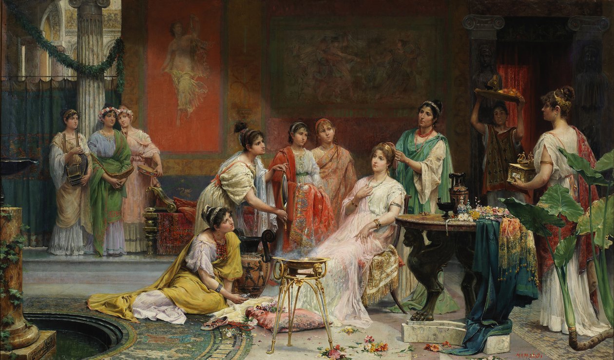 Toilette of a Roman Lady by Juan Giménez Martín