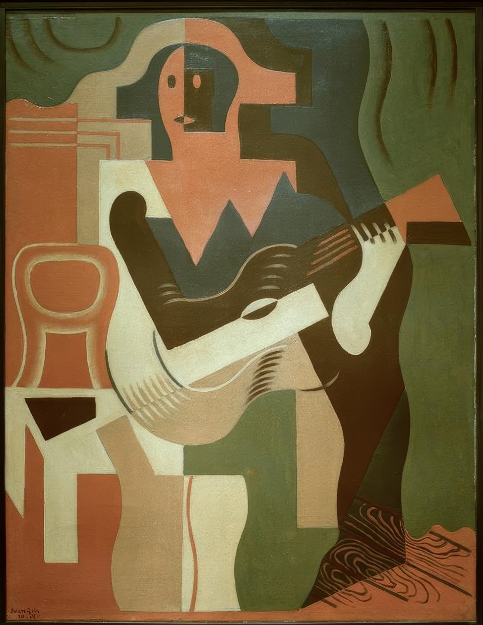 Seated Harlequin with Guitar by Juan Gris
