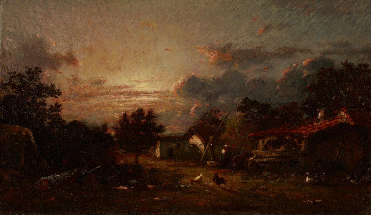 Village Scene, Sunset, c.1870 by Jules Dupré