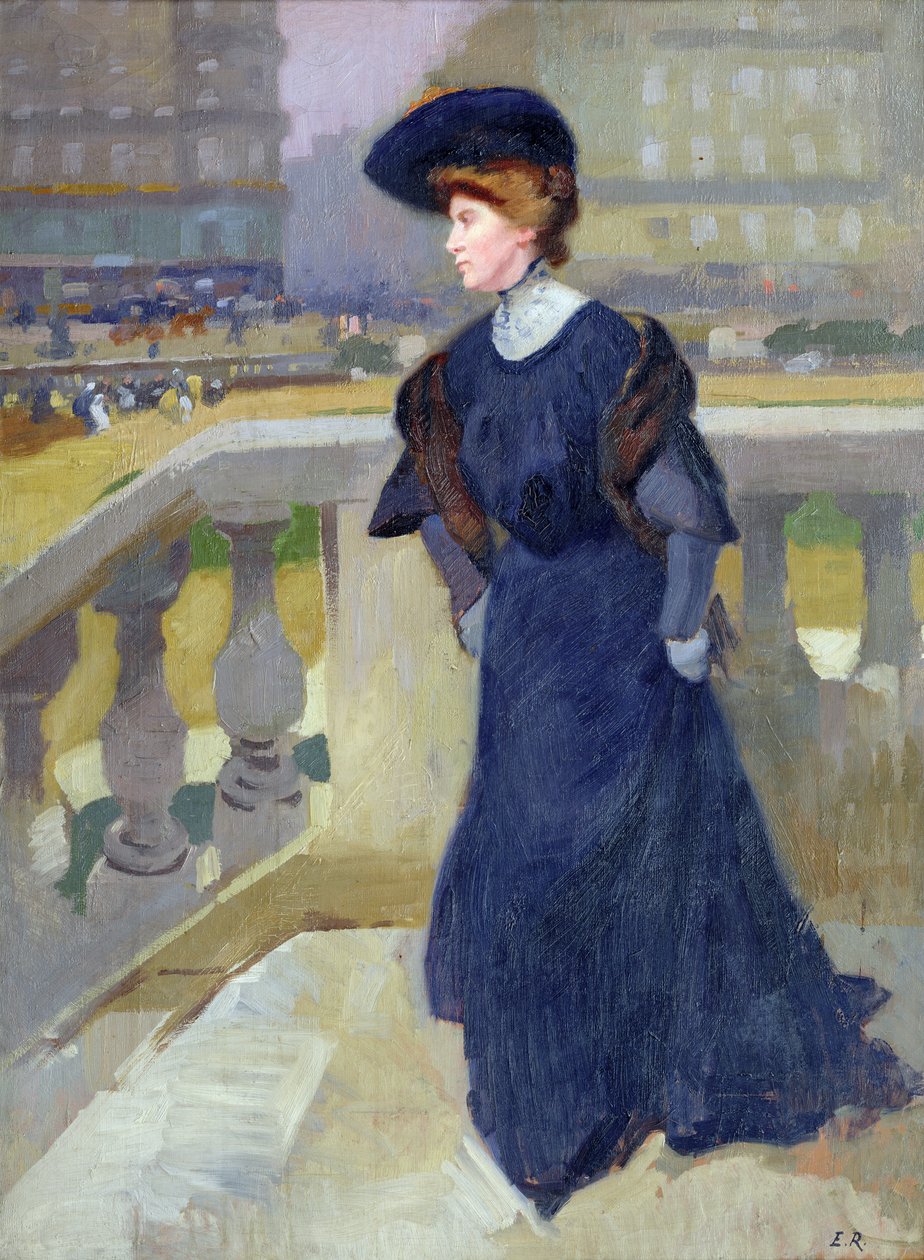 Madame Renoux on the Steps of the Trinity Church by Jules Ernest Renoux