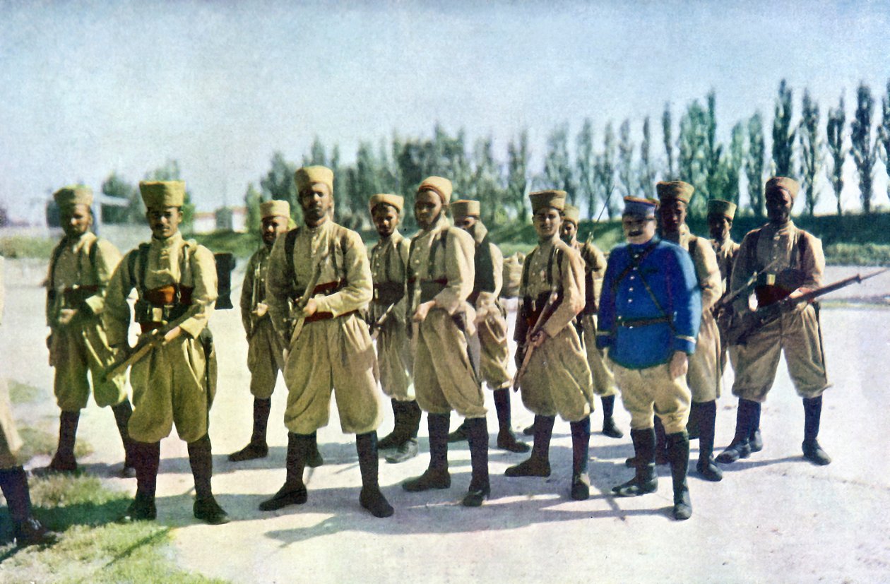 Moroccan Riflemen and a French Officer at the Edge of the Village during the Battle of the Marne, September 1914 by Jules Gervais Courtellemont