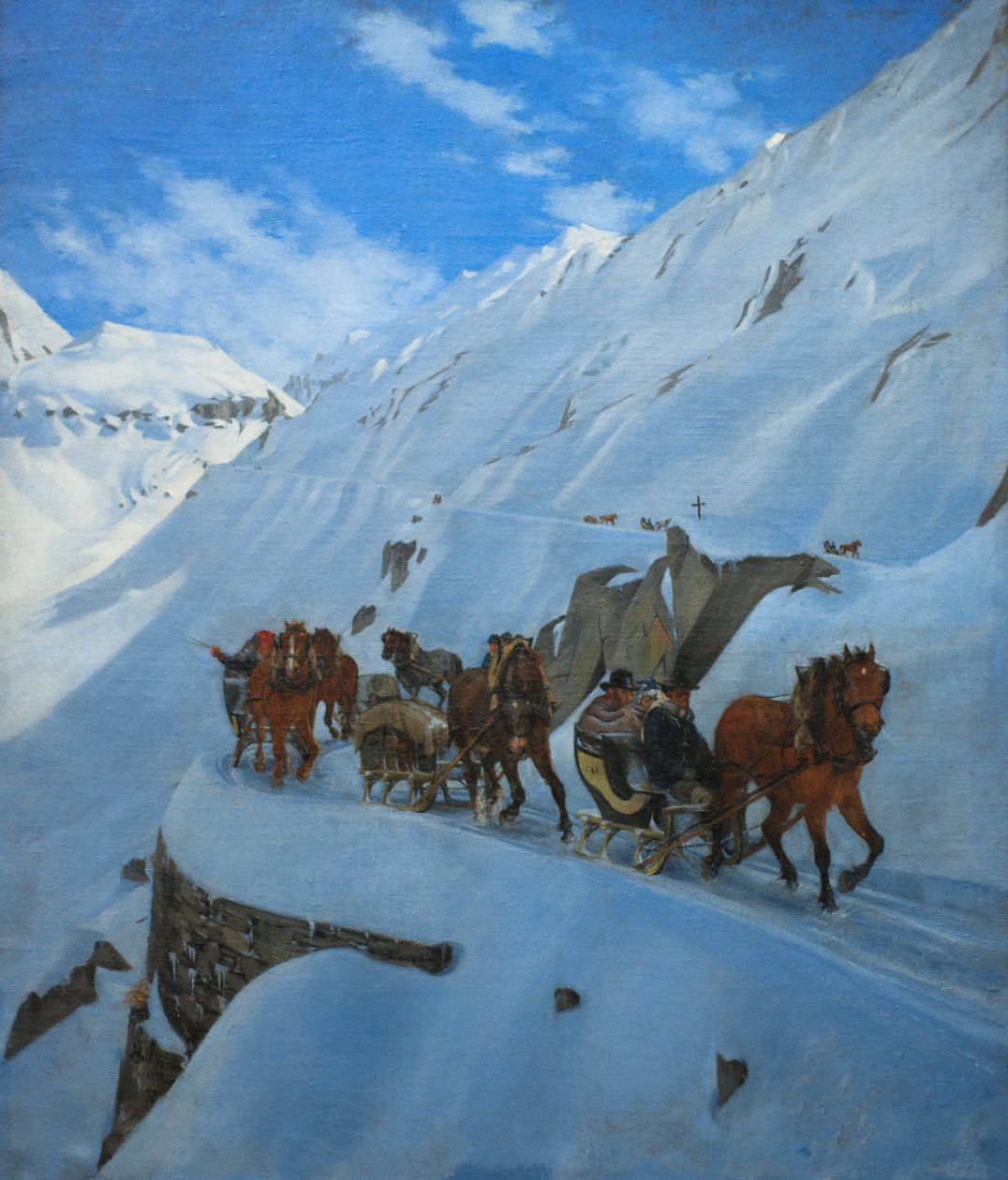 Post Convoy at Saint-Gotthard in Winter by Jules Jacques Jacot Guillarmod