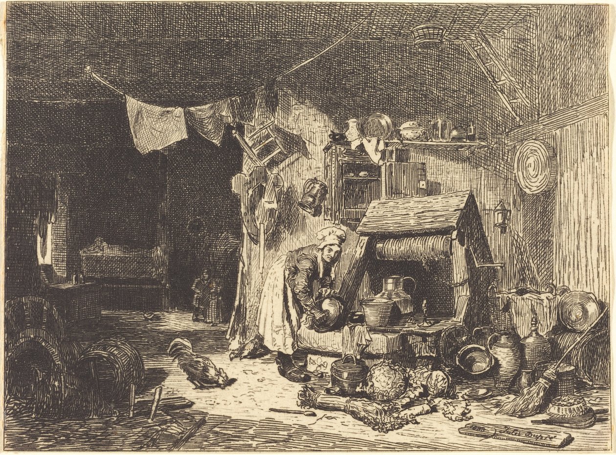 Interior of a Farmhouse by Jules Dupré