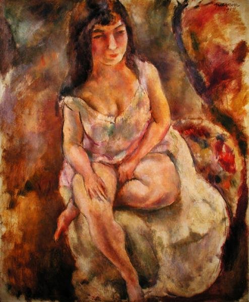 Seated Semi-Nude by Jules Pascin