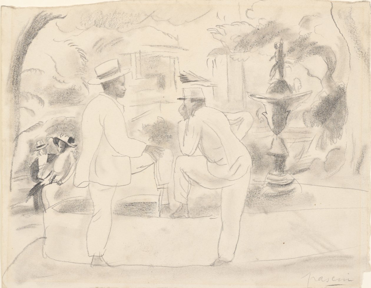 Two Men in the Park by Jules Pascin
