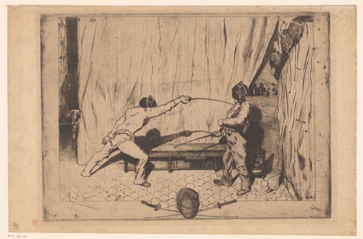 Two Fencers in Action by Jules de Goncourt