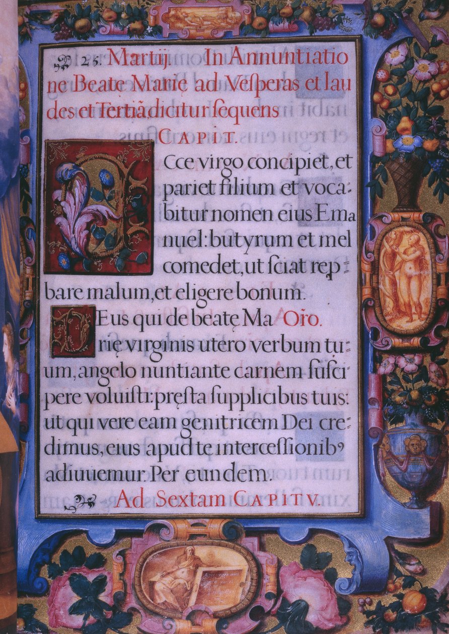 Full Page of the Annunciation 5th Chapter, from a Facsimile of the Breviary of King Philip II of Spain by Julian and Leon, Andres de Fuente del Saz