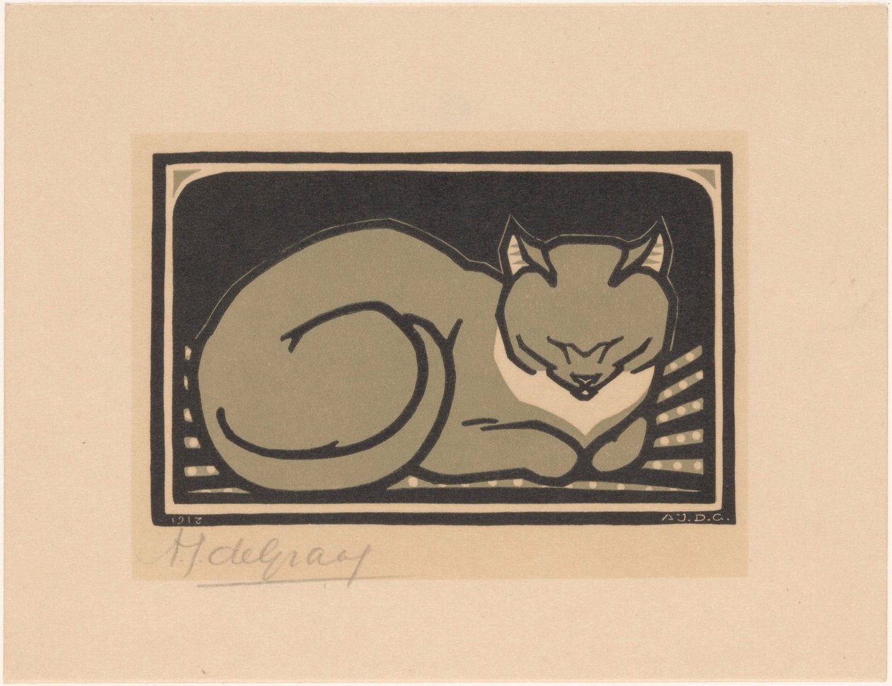 Sleeping Cat by Julie de Graag (signed by artist)
