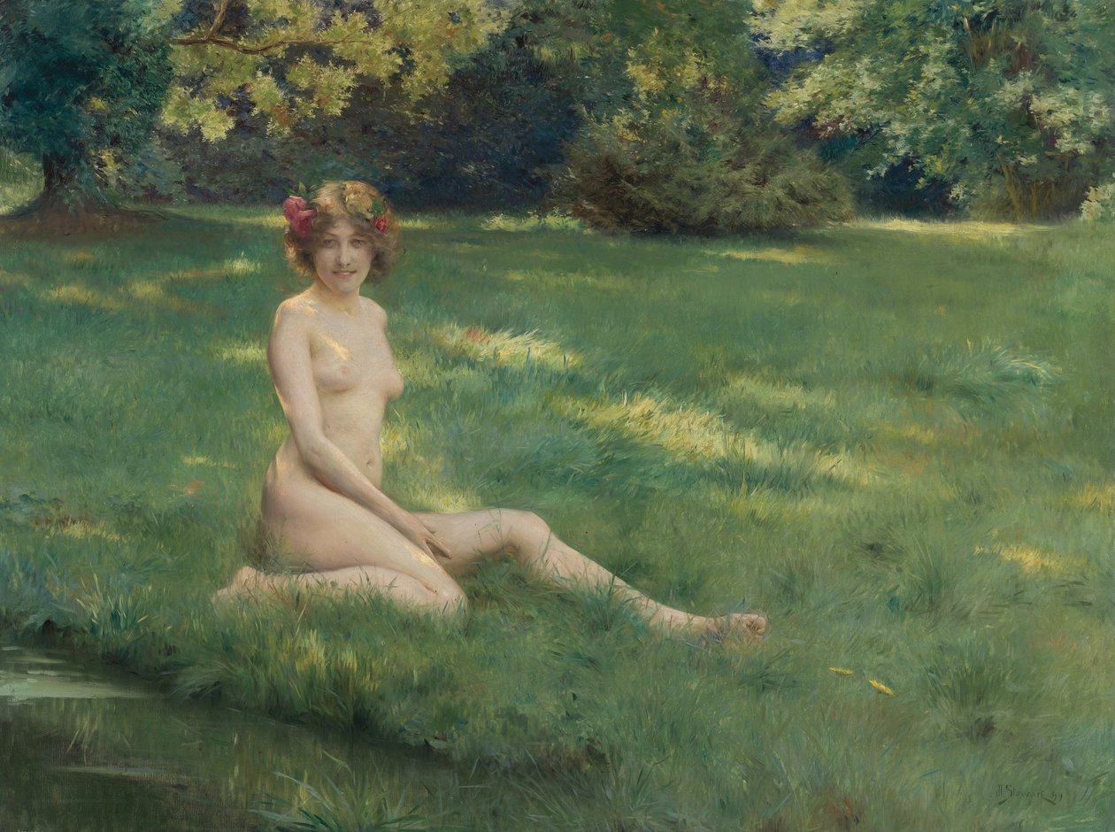 A Nude on the Lawn (The Laughing Maid) by Julius Leblanc Stewart