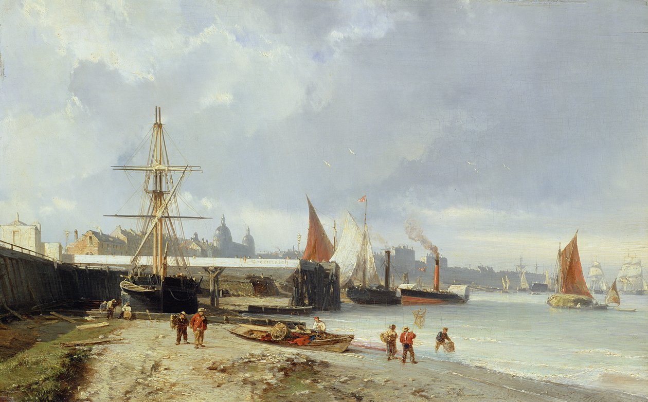 The Docks on the Bank at Greenwich by Julius Hintz