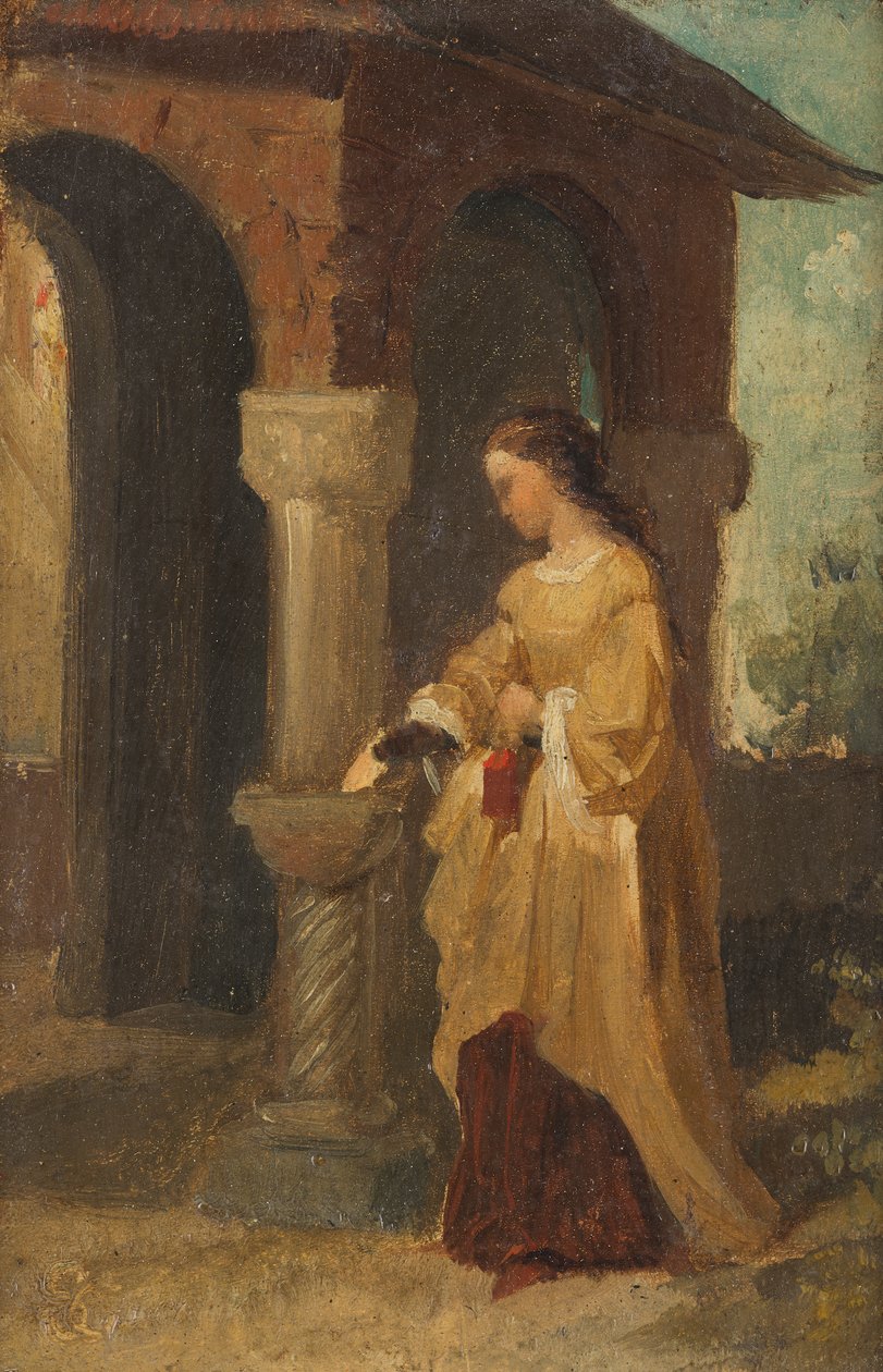 Girl in Front of Church by Julius Schnorr von Carolsfeld