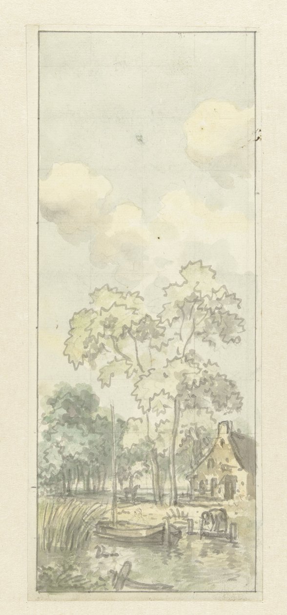 Design for Wallpaper Painting with Dutch Landscape by Jurriaan Andriessen