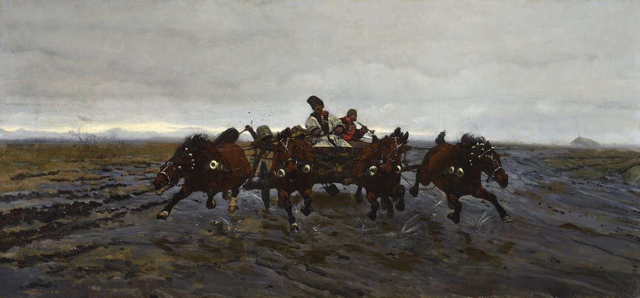 Four Abreast by Józef Chełmoński