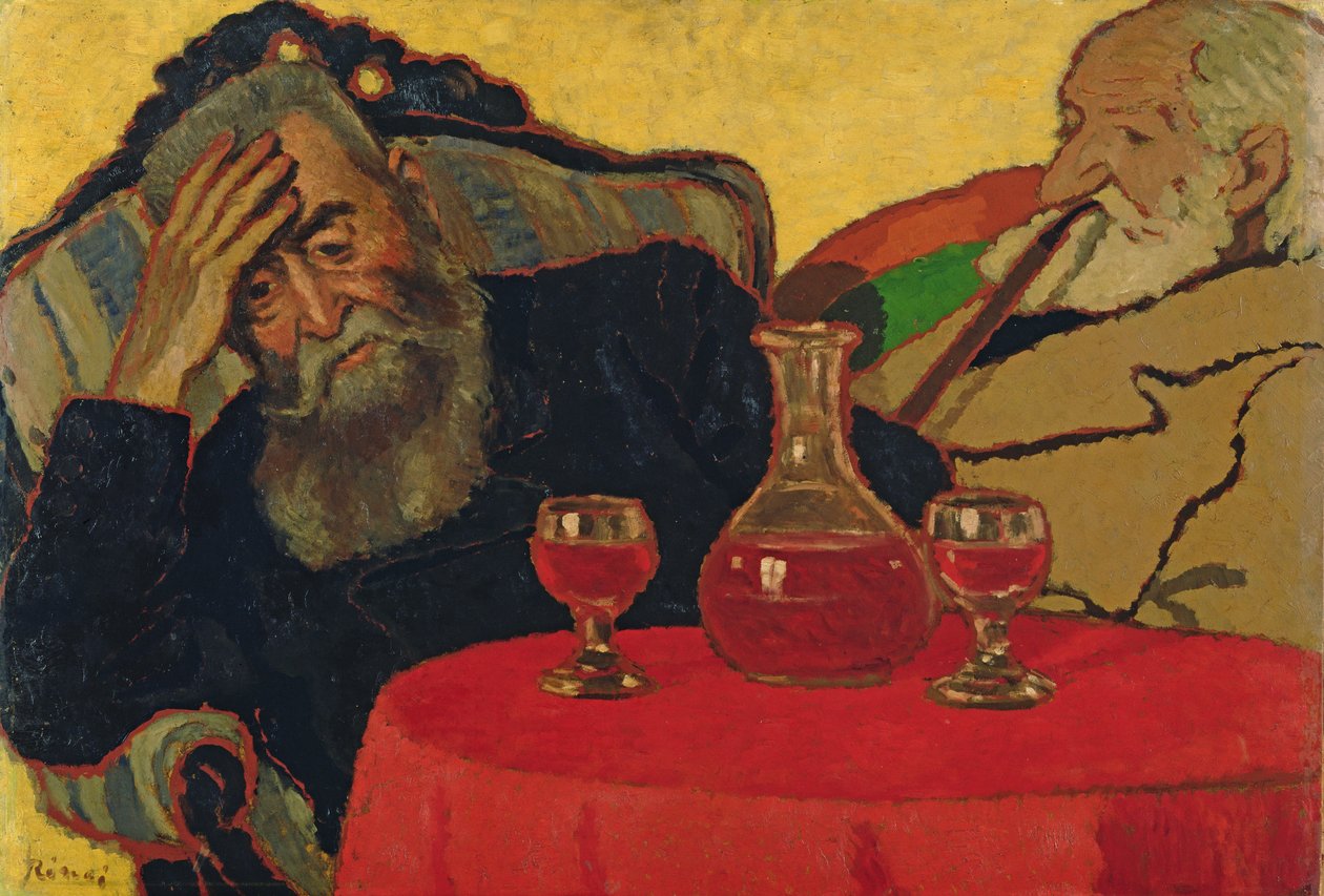 My Father with Uncle Piacsek Drinking Red Wine by József Rippl Rónai