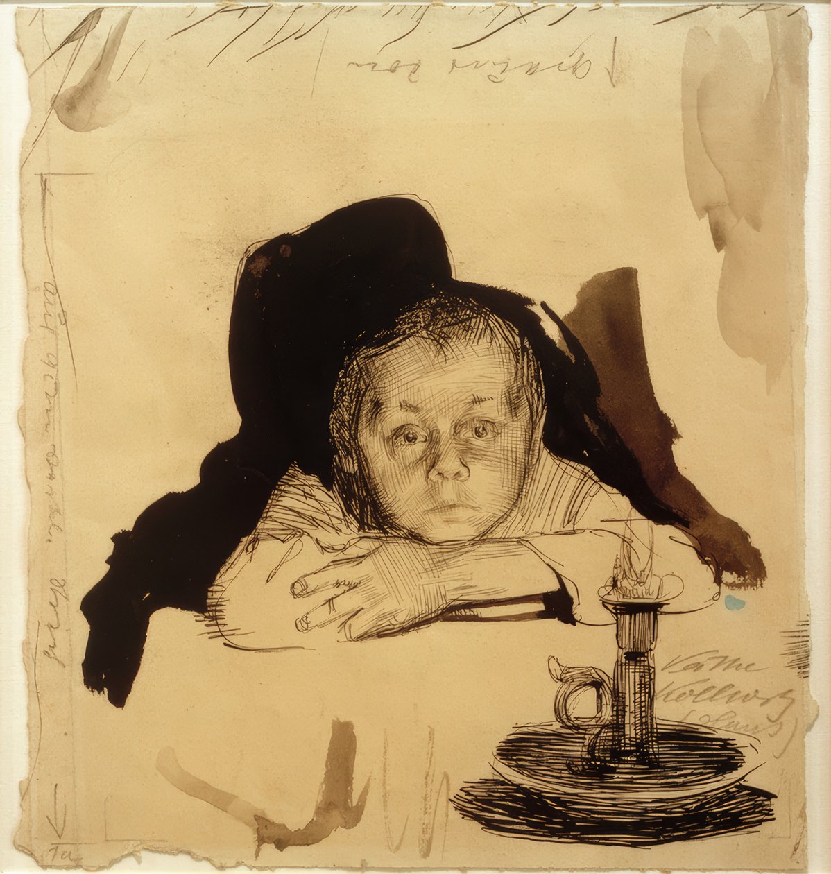 Hans Kollwitz with Candle by Käthe Kollwitz