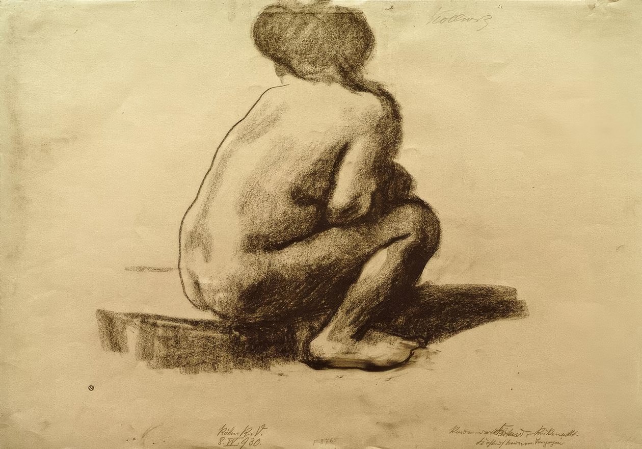 Seated Female Nude from the Back by Käthe Kollwitz