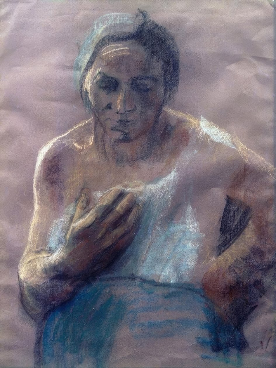 Working Woman with Hand on Chest by Käthe Kollwitz