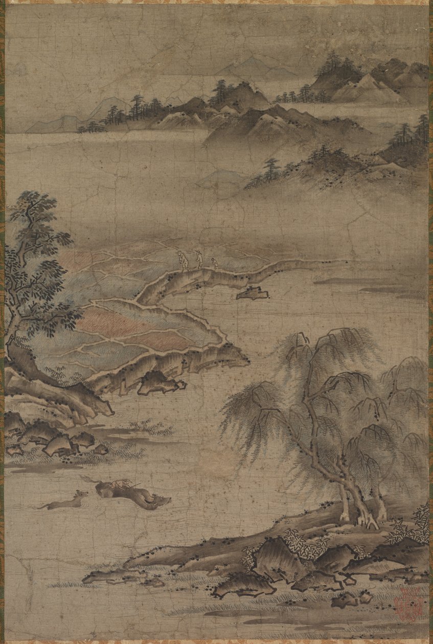 Farming and Herding Buffalo in Summer by Kano Hideyori