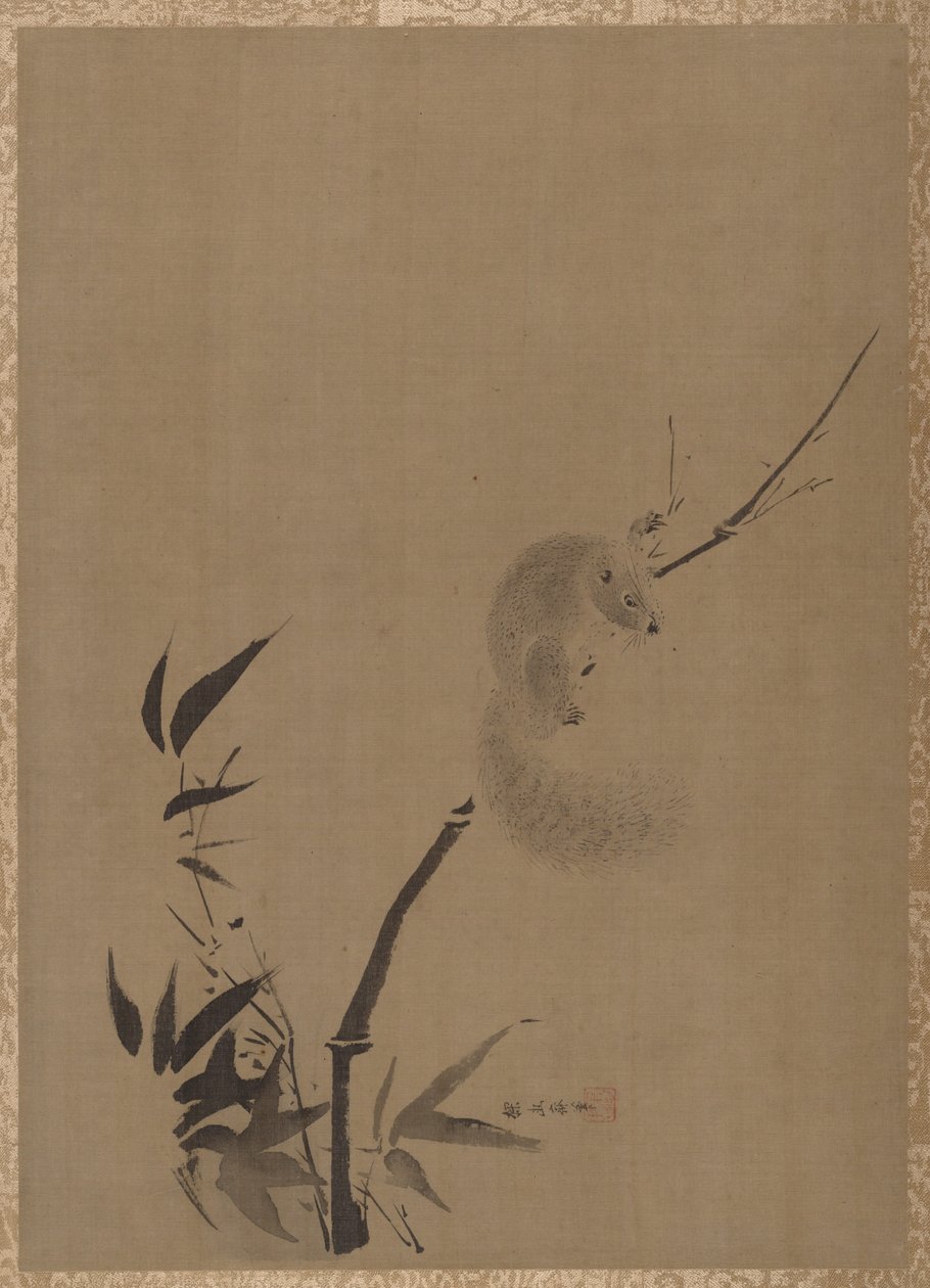 Squirrel on Bamboo, ca. 1650 by Kanō Tan’yū
