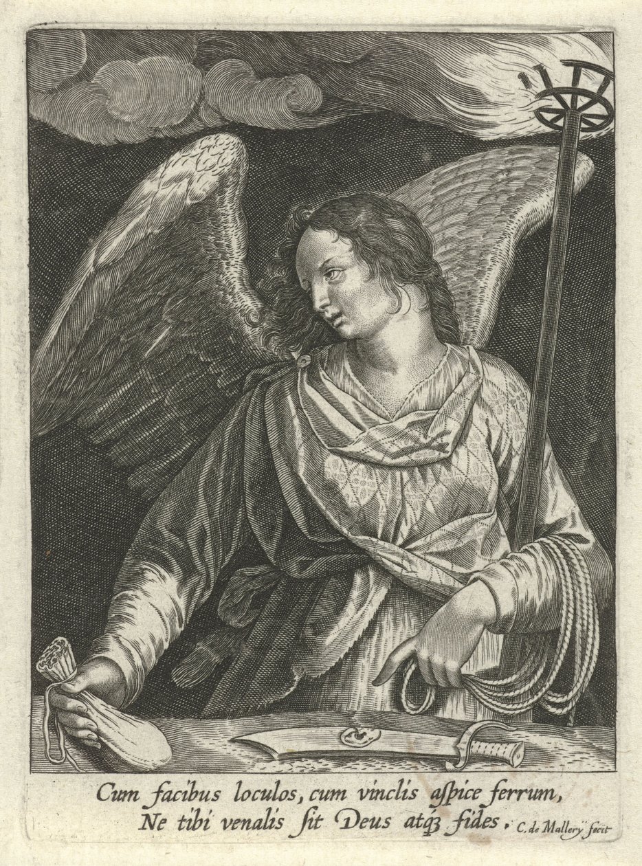 Angel with the Purse of Judas and the Sword of St Peter by Karel van Mallery