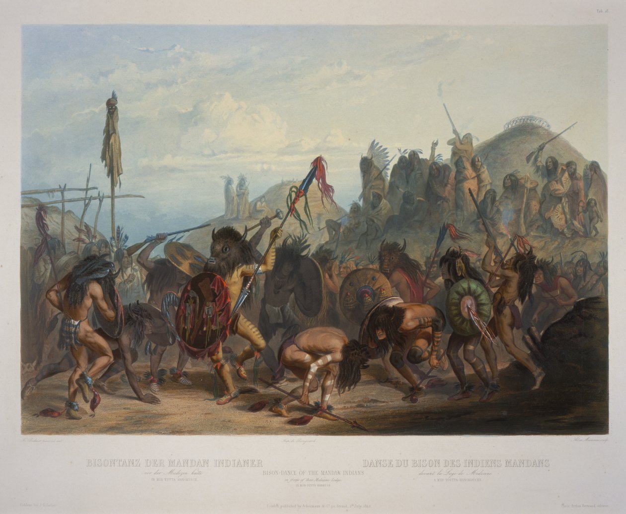 Bison Dance of the Mandan Indians in Front of Their Medicine Lodge by Karl Bodmer